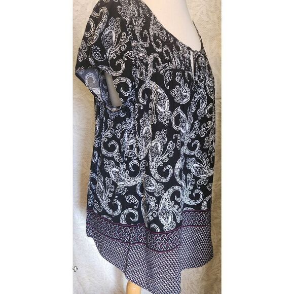 F34 Faded Glory navy and white paisley blouse Sz 3X - Picture 11 of 11